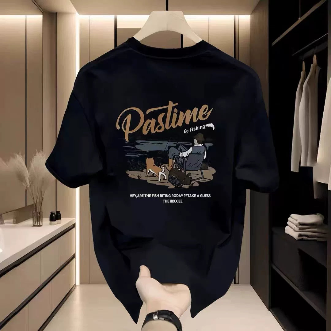 Brand Foreign Trade~Cut Label Outlets Counter Hong Kong Style Fashion New Printed Short sleeved T-shirt Men's and Women's Versatile Large Size