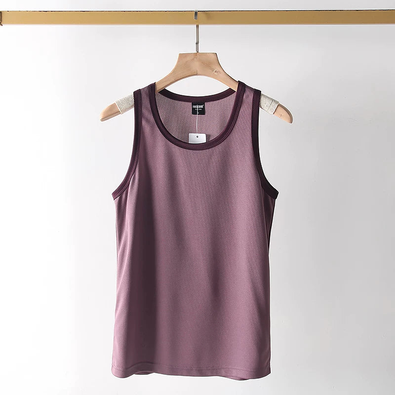 Cabbage leakage price! Breathable fabric with sparse pores! Foreign trade men's summer sports and leisure quick drying vest sweatshirt trend