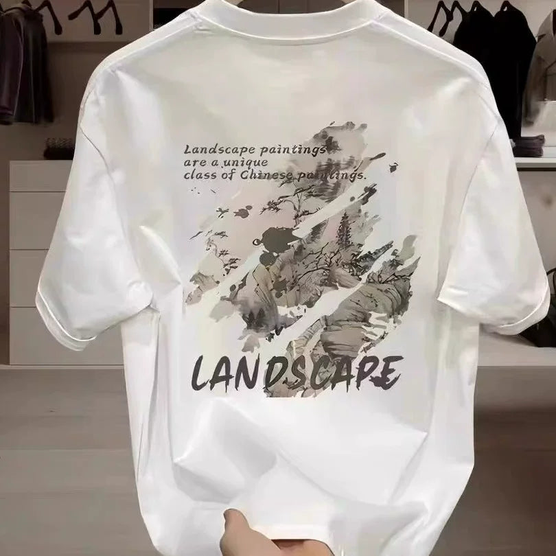 Withdrawal of foreign trade exports, clearance of leftover goods, and collection of leaks~Simple trendy brand printed pure cotton short sleeved t-shirt for men and women loose large size