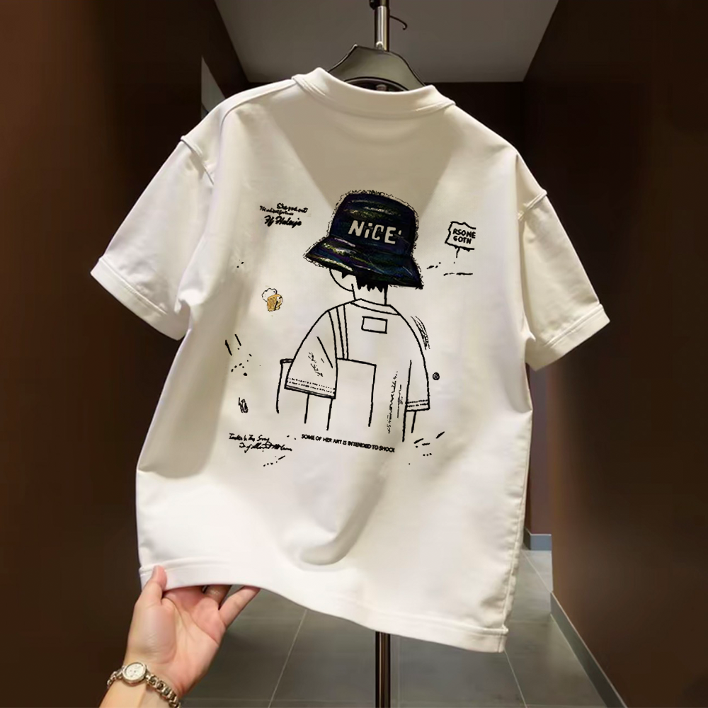 Top brand foreign trade counters are picking up leftover goods~Short sleeved t-shirts, high-quality pure cotton, loose fit, large size, heavy weight, simple men's and women's styles