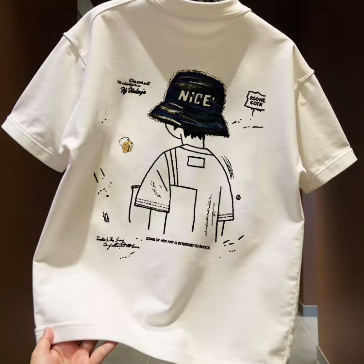 Top brand foreign trade counters are picking up leftover goods~Short sleeved t-shirts, high-quality pure cotton, loose fit, large size, heavy weight, simple men's and women's styles