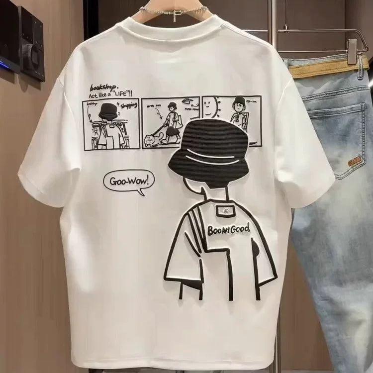 Brand foreign trade~Cutting labels, picking up leaks, counter surplus orders, printed short sleeved T-shirts for men and women, casual and versatile, trendy and three-dimensional sense