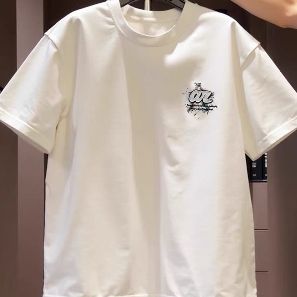 Top brand foreign trade label cutting outlet counters withdraw~Summer pure cotton T-shirt short sleeved unisex letter trendy brand