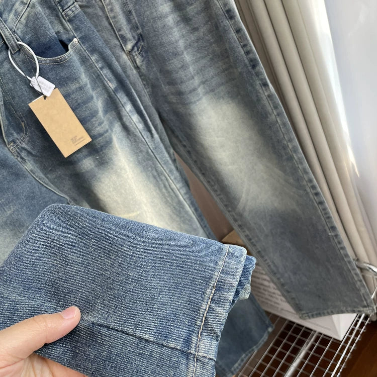 Keep good cattle for yourself+retro fermented, washed and ground white! Spring Men's Foreign Trade Fashion Versatile Comfortable Elastic Jeans Trend