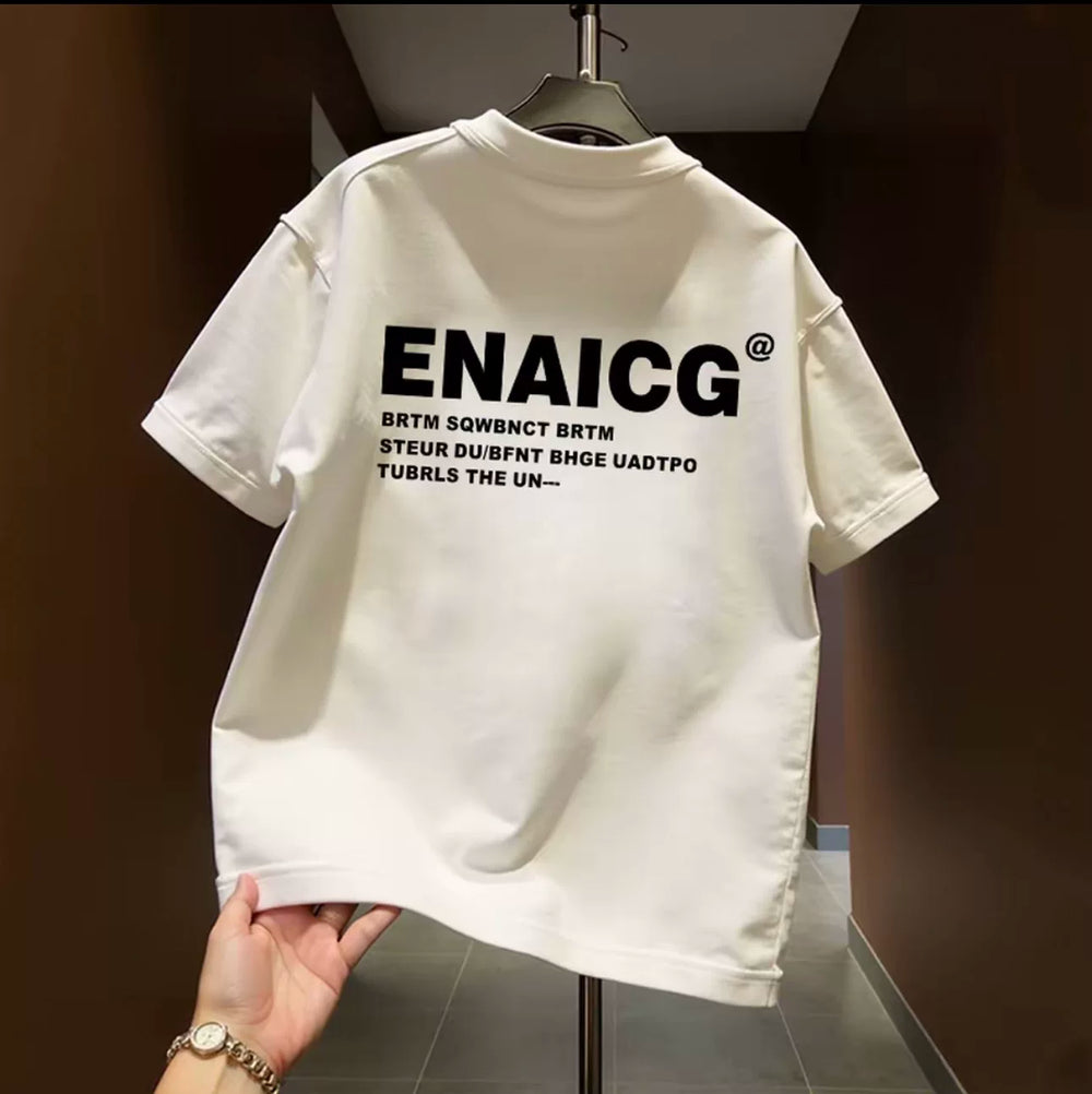 High quality luxury pure cotton short sleeved T-shirt with Korean letters, simple and versatile, and trendy