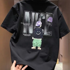 High quality luxury Korean style heavyweight pure cotton short sleeved T-shirt, loose and versatile, with a focus on picking up leftover goods from top foreign trade counters