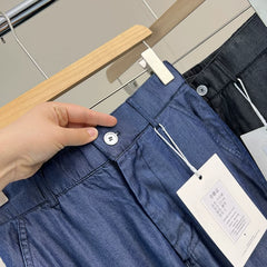 Heavy 100 day silk! Anti wrinkle sagging! Summer men's lightweight, breathable, loose straight leg jeans trend for foreign trade