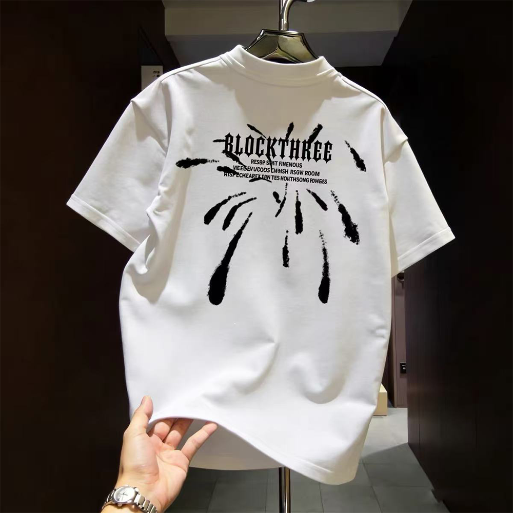 Summer New Short Sleeve T-shirt Heavy Cotton Trendy Casual Fashion Versatile Round Neck Half Sleeve for Men and Women Couple Same Style