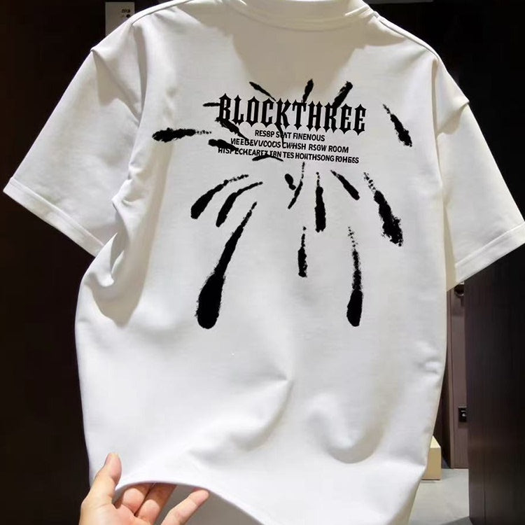 Summer New Short Sleeve T-shirt Heavy Cotton Trendy Casual Fashion Versatile Round Neck Half Sleeve for Men and Women Couple Same Style
