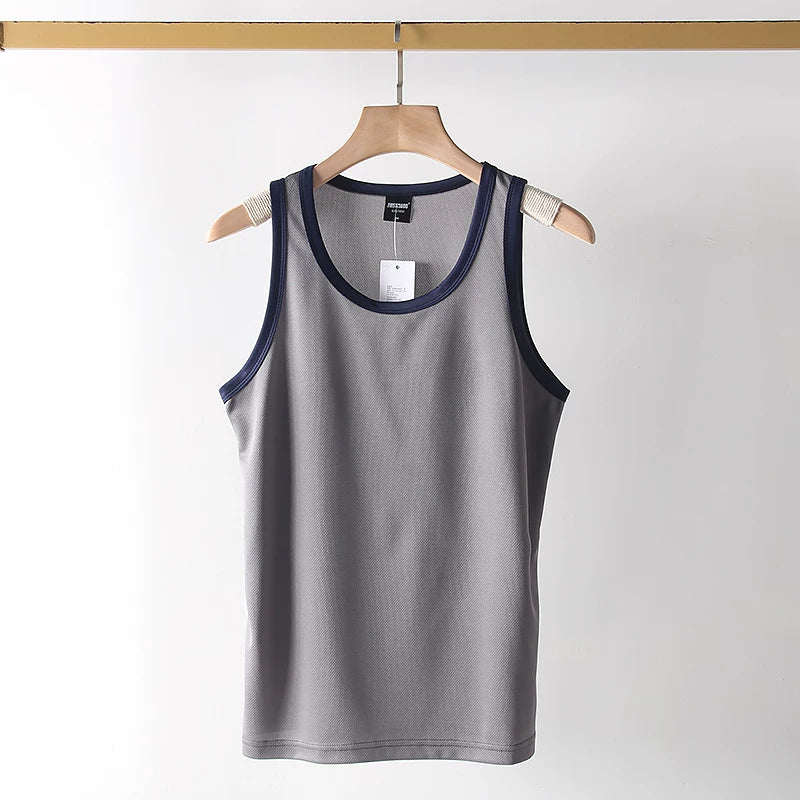 Cabbage leakage price! Breathable fabric with sparse pores! Foreign trade men's summer sports and leisure quick drying vest sweatshirt trend