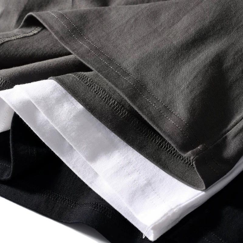 Minimalist style! Soft and comfortable! Foreign trade men's summer high weight casual round neck pure cotton base camisole