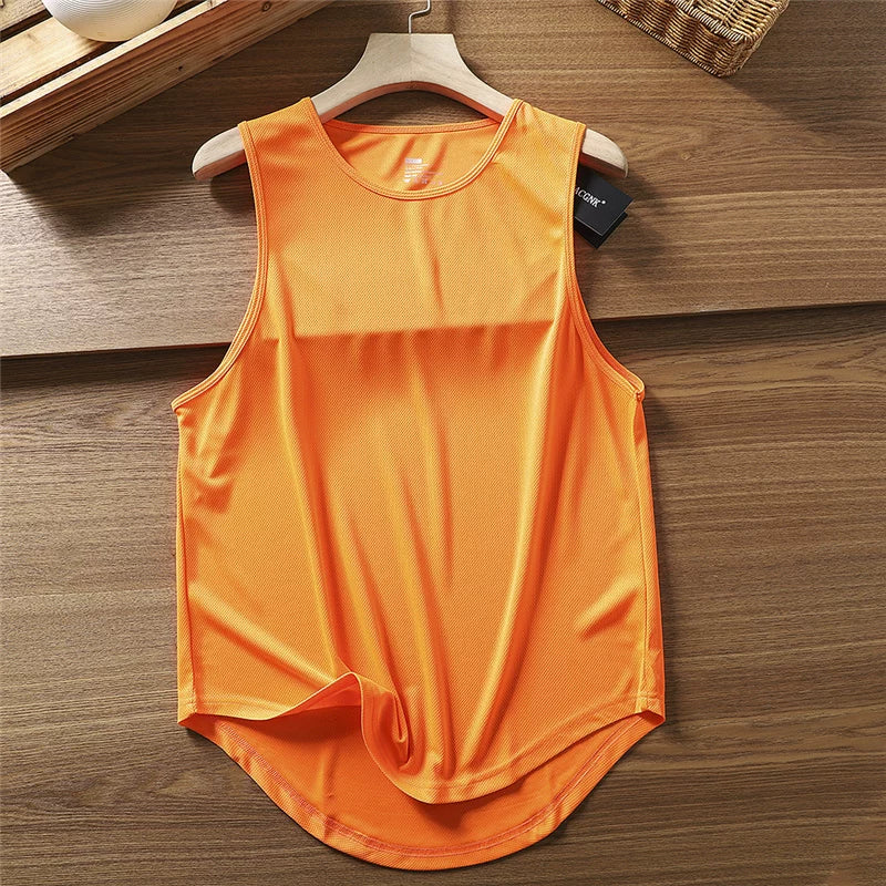 Lightweight and breathable! Moisture wicking and sweat wicking! Summer Foreign Trade Quick Dry Sweat Tank Top Running Fitness Sleeveless Thin Style Trendy