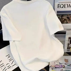 Brand foreign trade~Cutting labels, picking up leaks, counter inventory, heavy weight, pure cotton short sleeved T-shirt, men's and women's couple trendy brand ins, niche