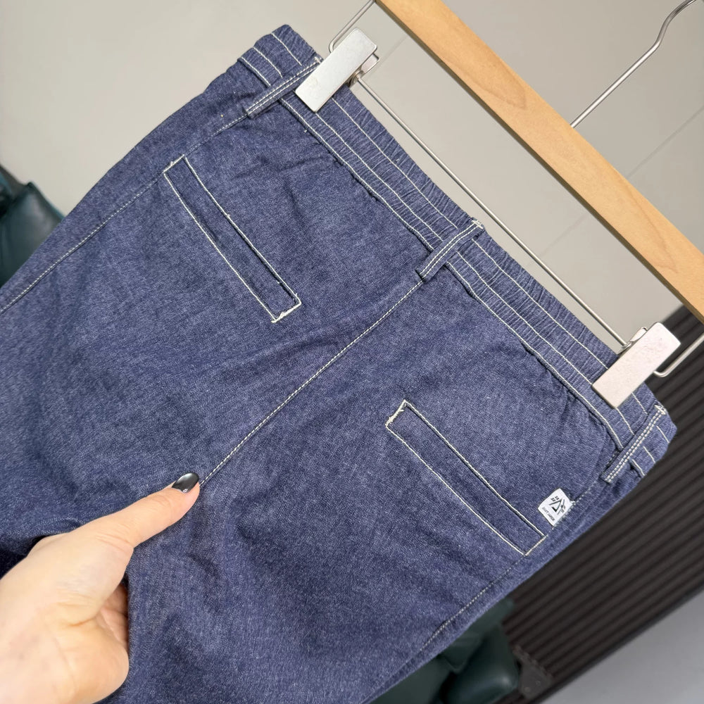 Remove the cabinet! Cotton+linen blend! Foreign trade men's spring and summer elastic waist comfortable casual straight leg jeans
