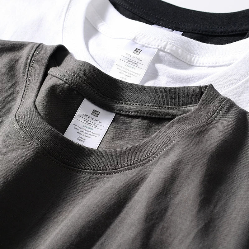 Minimalist style! Soft and comfortable! Foreign trade men's summer high weight casual round neck pure cotton base camisole