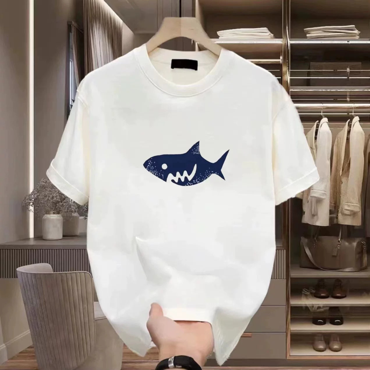 Brand foreign trade~Cut label outlet counter T-shirt pure cotton short sleeved men's and women's loose oversized round neck top