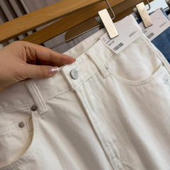 Flat replacement! Vintage washed and polished white! Spring men's foreign trade casual tapered loose straight leg fashionable jeans