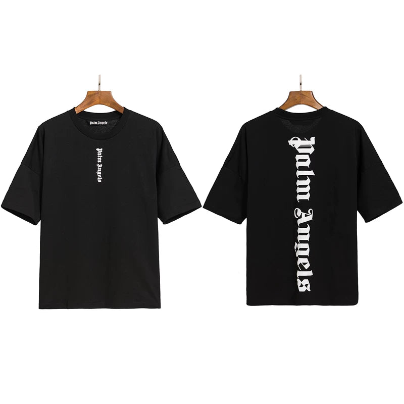 Palm Angels Vertical Logo Print Black T-Shirt