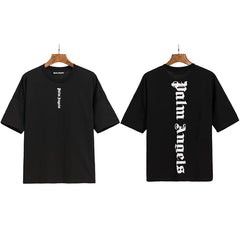 Palm Angels Vertical Logo Print Black T-Shirt