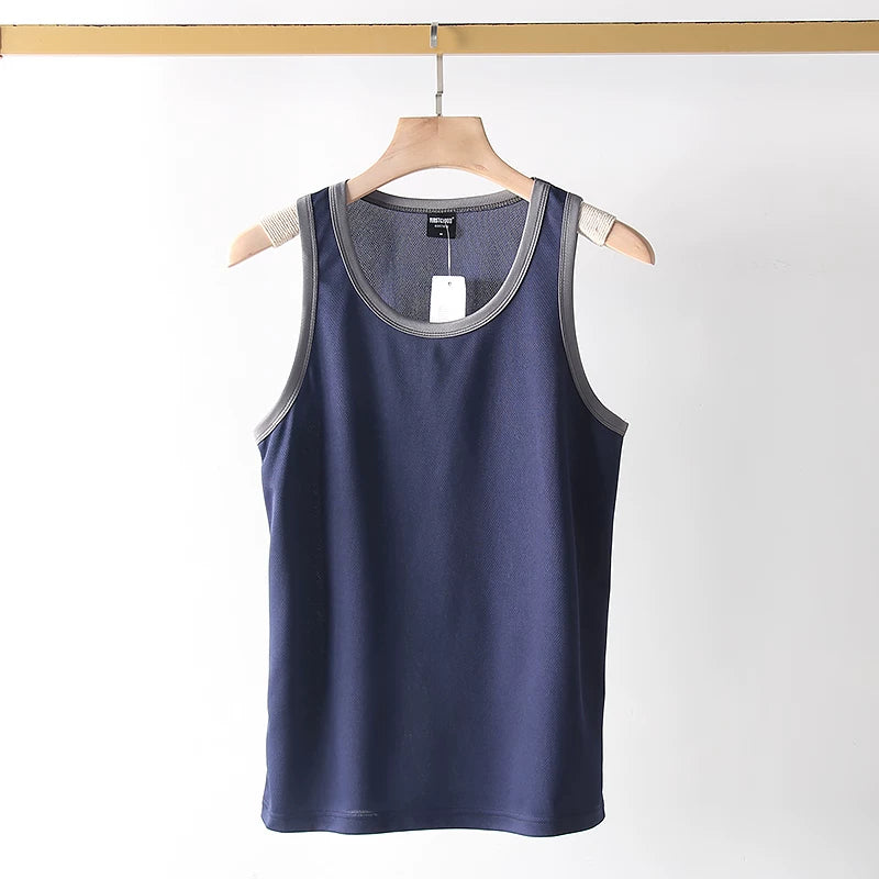 Cabbage leakage price! Breathable fabric with sparse pores! Foreign trade men's summer sports and leisure quick drying vest sweatshirt trend