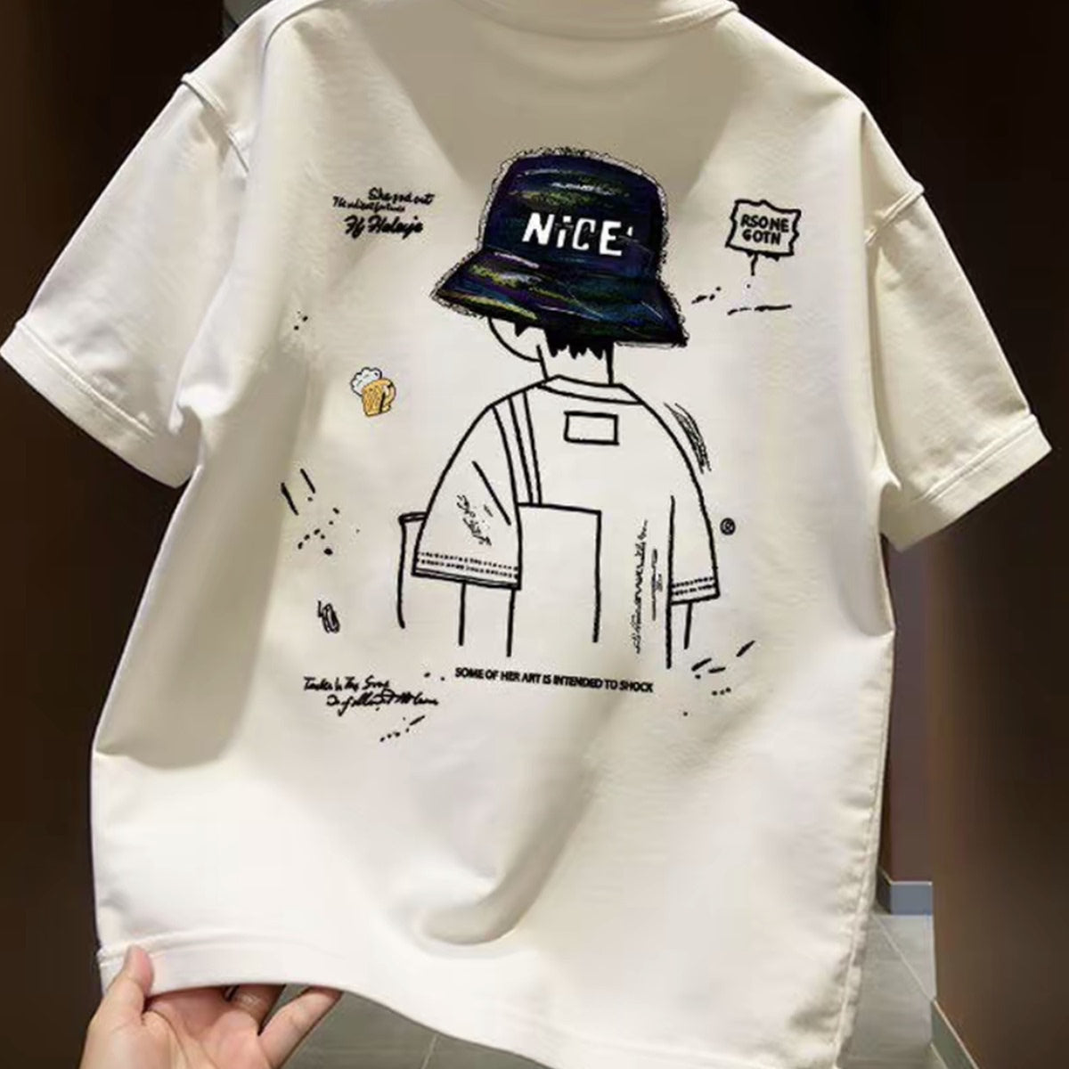 Top brand foreign trade counters are picking up leftover goods~Short sleeved t-shirts, high-quality pure cotton, loose fit, large size, heavy weight, simple men's and women's styles