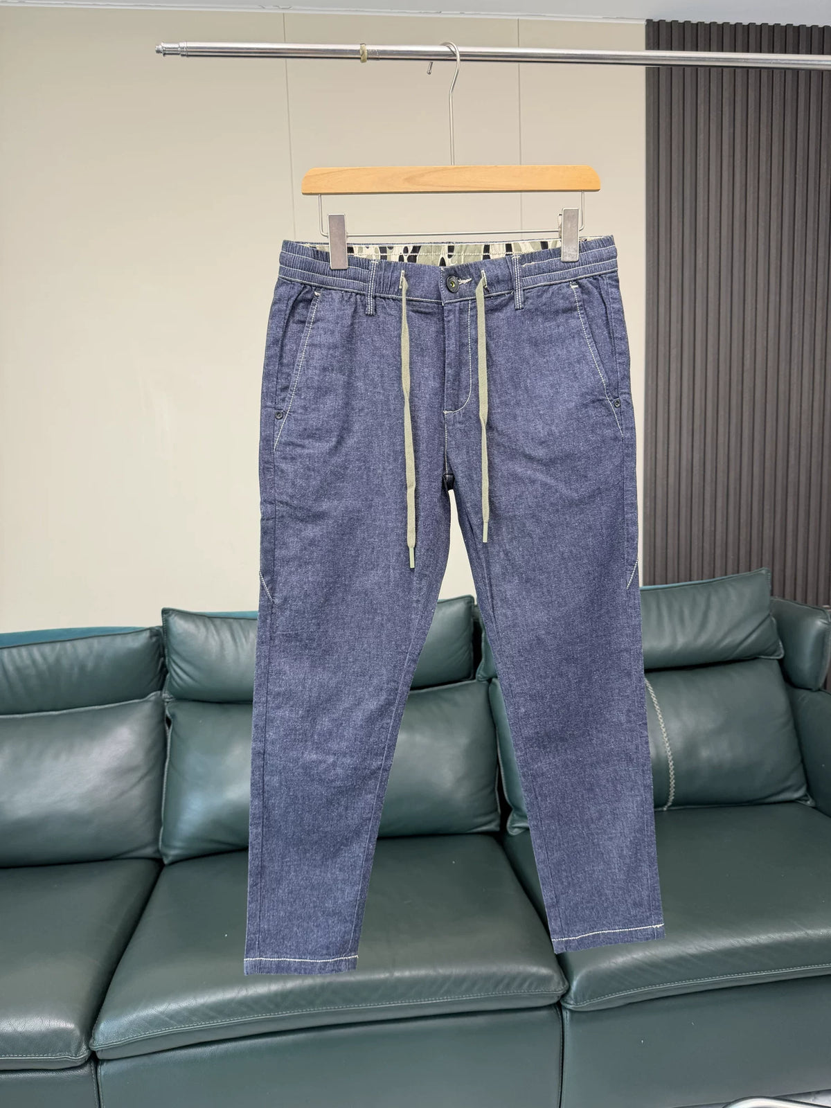 Remove the cabinet! Cotton+linen blend! Foreign trade men's spring and summer elastic waist comfortable casual straight leg jeans