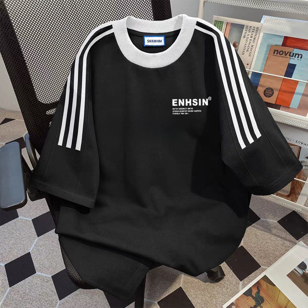 First tier tail goods counter store withdraws~Heavy duty pure cotton three bar short sleeved T-shirt for men and women trendy brand simple and versatile trend