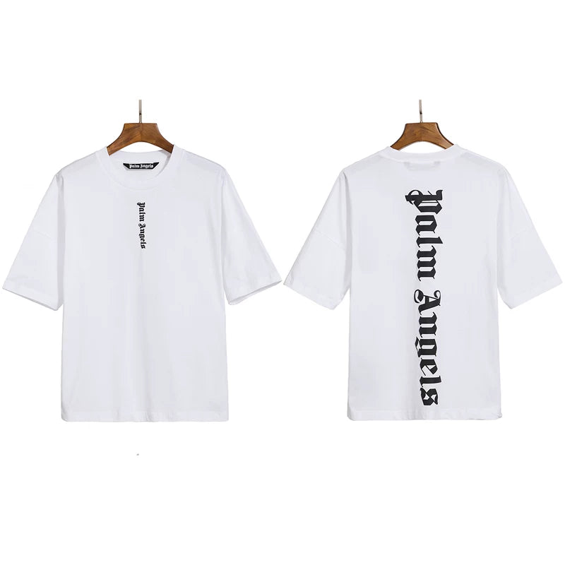 Palm Angels Vertical Logo Print White T-Shirt