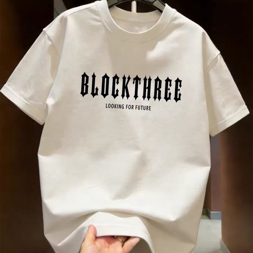 Summer New Short Sleeve T-shirt Heavy Cotton Trendy Casual Fashion Versatile Round Neck Half Sleeve for Men and Women Couple Same Style