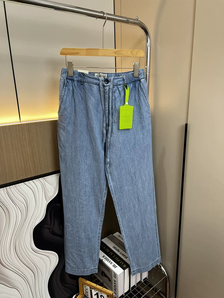 Bullshit! Small niche high-end! Spring and summer men's foreign trade breathable, comfortable and cool thin linen pants fashionable jeans