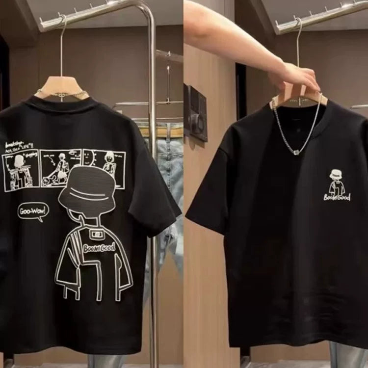 Brand foreign trade~Cutting labels, picking up leaks, counter surplus orders, printed short sleeved T-shirts for men and women, casual and versatile, trendy and three-dimensional sense