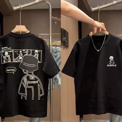 Brand foreign trade~Cutting labels, picking up leaks, counter surplus orders, printed short sleeved T-shirts for men and women, casual and versatile, trendy and three-dimensional sense