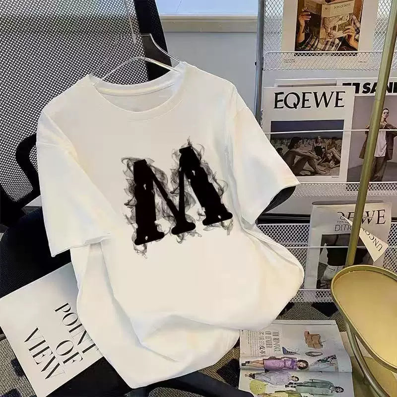 Brand foreign trade~Cutting labels, picking up leaks, counter inventory, heavy weight, pure cotton short sleeved T-shirt, men's and women's couple trendy brand ins, niche