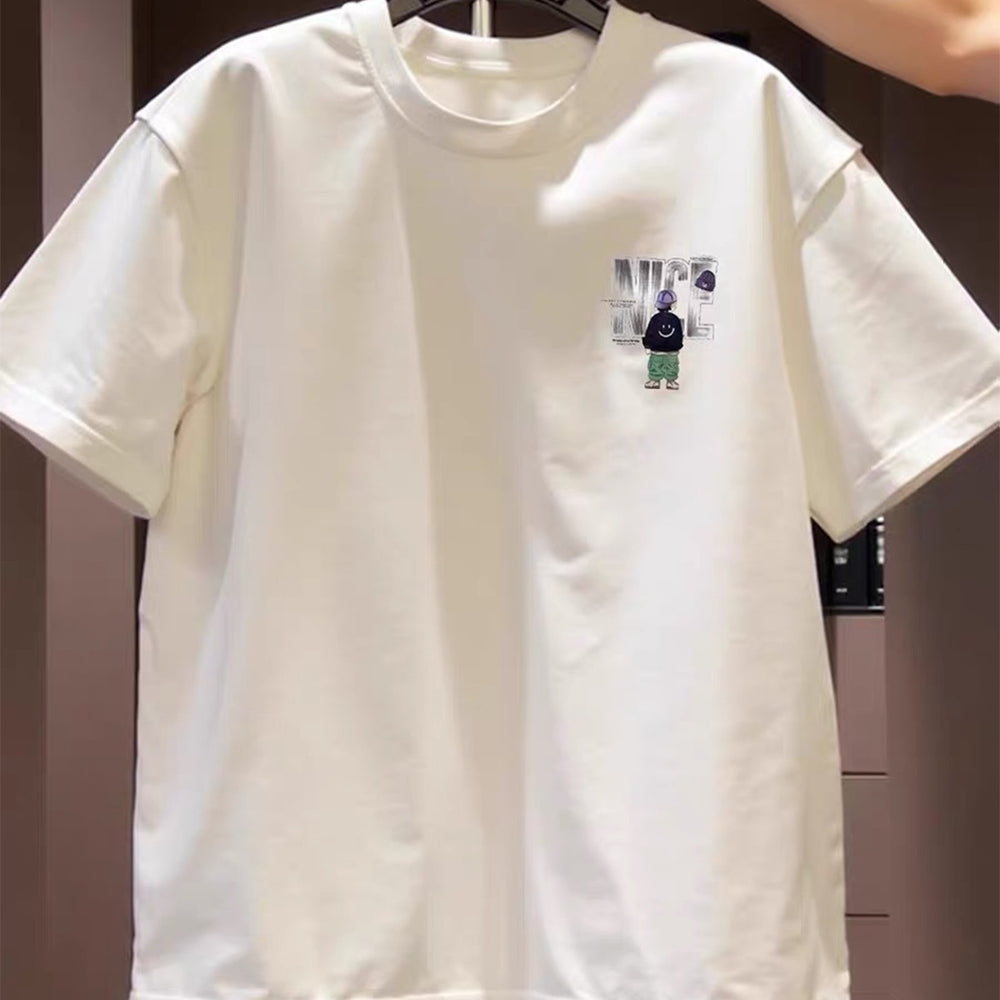 High quality luxury Korean style heavyweight pure cotton short sleeved T-shirt, loose and versatile, with a focus on picking up leftover goods from top foreign trade counters