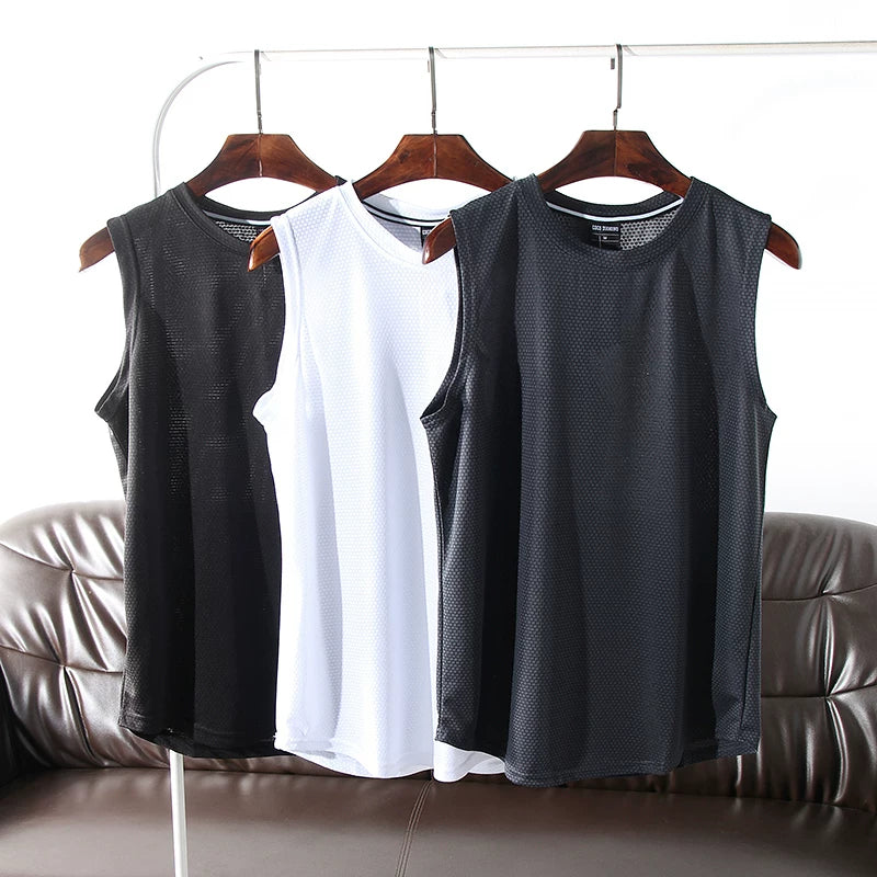 Retained funds! Cool feeling technology! Foreign trade men's summer 3D honeycomb ice silk quick drying breathable sports and leisure vest