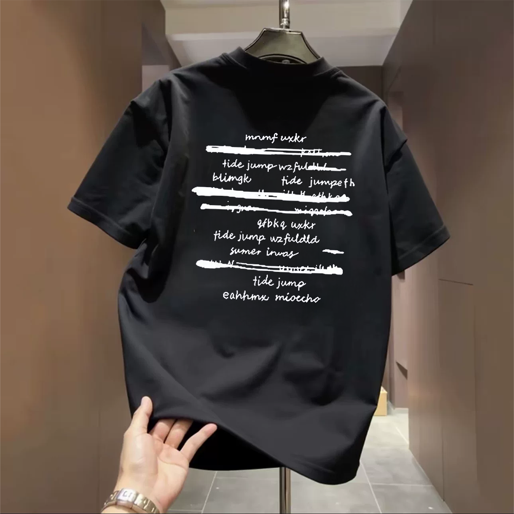 Top brand foreign trade counters are picking up leftovers~American fashion brand letter heavyweight pure cotton short sleeved T-shirt for men and women, versatile and trendy