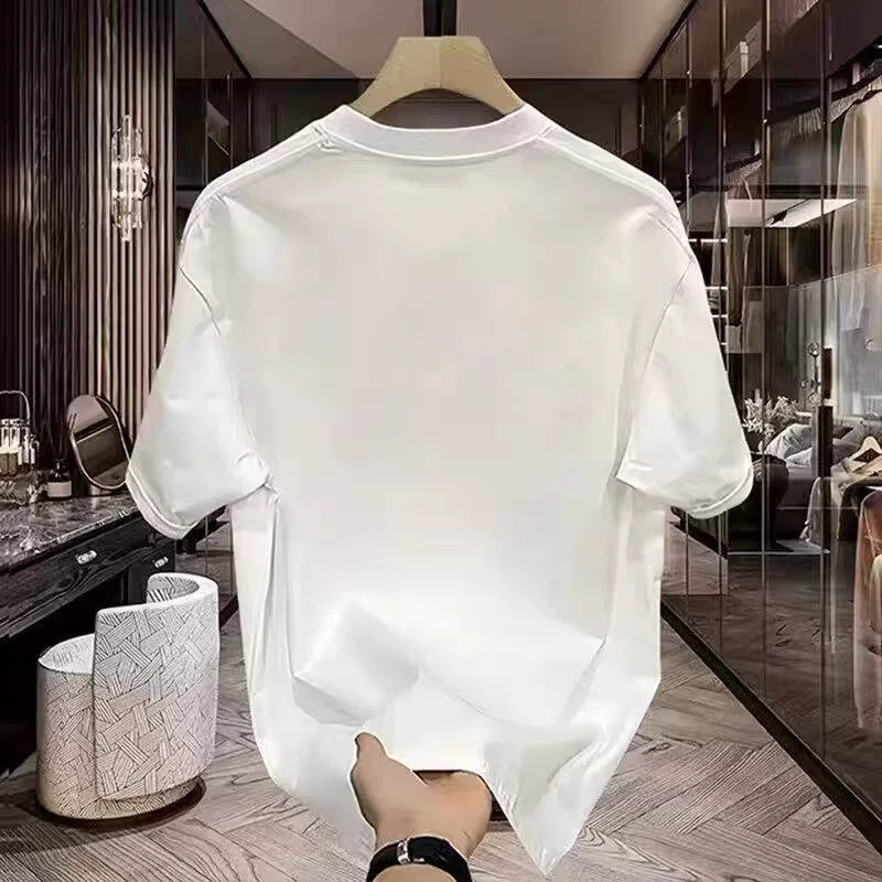 Top Brand Foreign Trade Counter Tail Stock Leakage~Summer Trendy Brand Heavy Cotton Short sleeved T-shirt Men's and Women's Loose Large Size Top