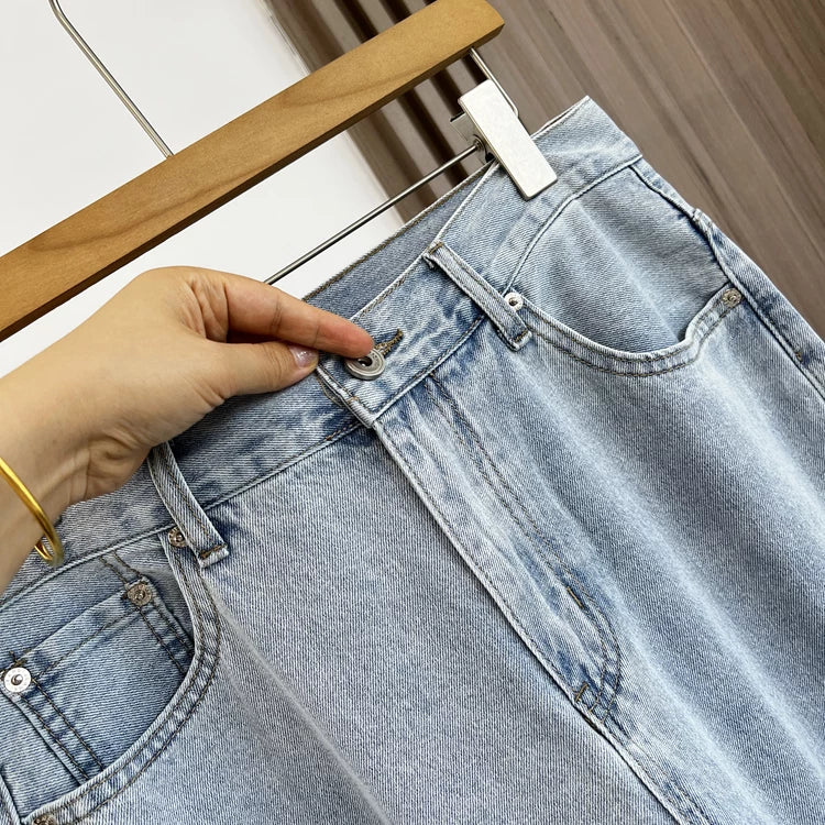 High end line! Retro color fading sensation! Spring and summer men's foreign trade simple casual straight leg versatile elastic jeans trend