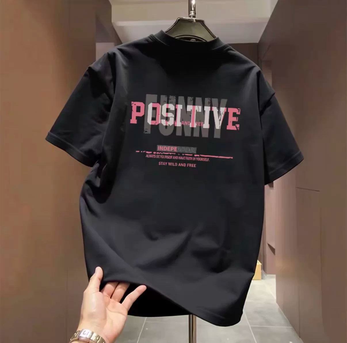 Summer fashion brand pure cotton short sleeved T-shirt with American high street design printed loose round neck popular top T-shirt for men and women