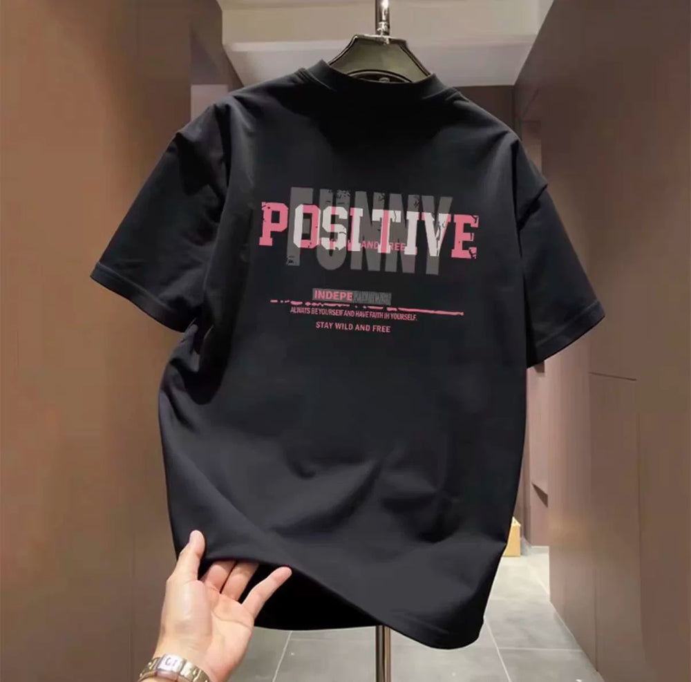 Summer fashion brand pure cotton short sleeved T-shirt with American high street design printed loose round neck popular top T-shirt for men and women