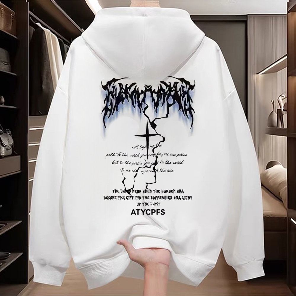 Foreign trade tail order trimming label clearance counter withdrawn~American fashion brand pure cotton hoodie for men and women loose and versatile large size