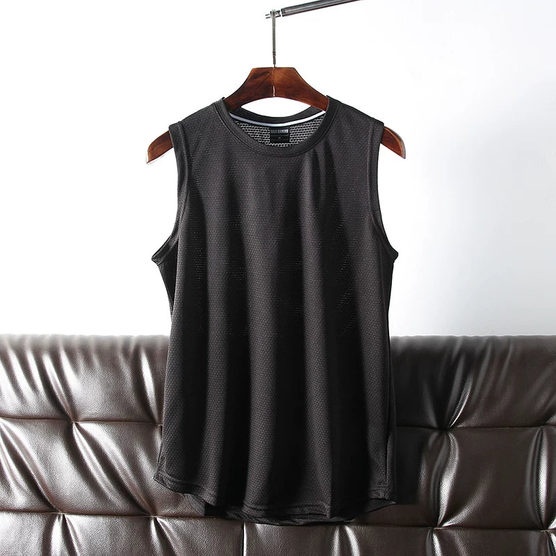 Retained funds! Cool feeling technology! Foreign trade men's summer 3D honeycomb ice silk quick drying breathable sports and leisure vest
