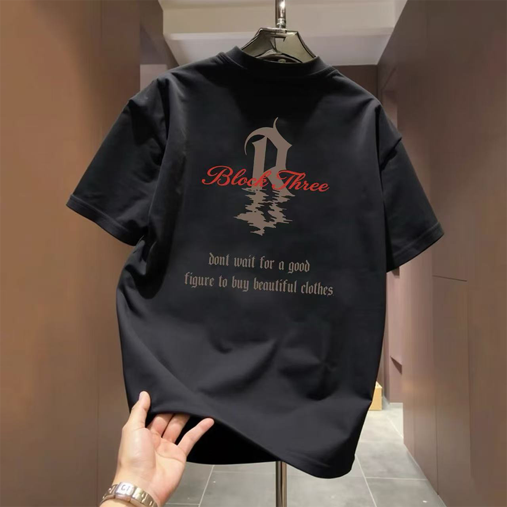 Top Brand Foreign Trade Counter Tail Stock Leakage~High Quality Light Luxury American Letter Trendy Brand Men's and Women's Top Short Sleeve Summer