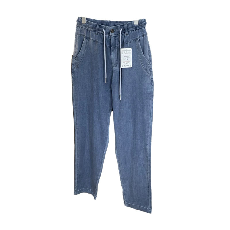 Feels really good! Great! Tencel fabric! Spring and summer men's foreign trade solid color breathable fashionable casual jeans