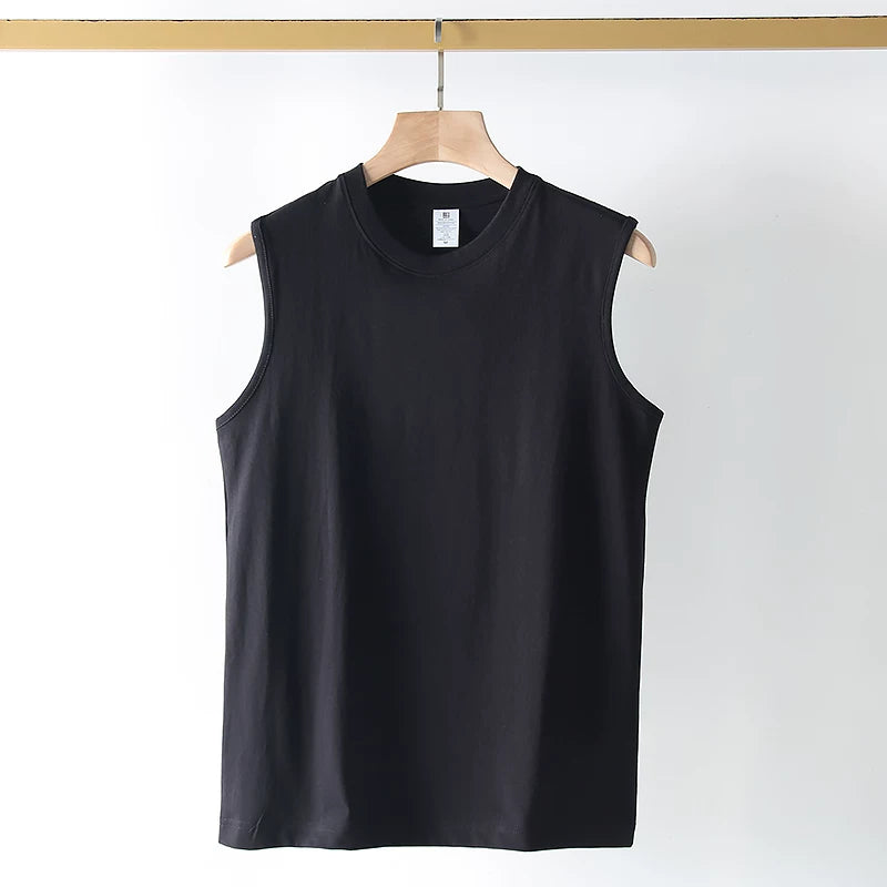 Daily order! Cotton breathable! Summer men's foreign trade washed Xinjiang long staple cotton solid color casual shoulder sweat vest
