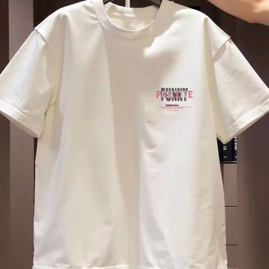 Summer fashion brand pure cotton short sleeved T-shirt with American high street design printed loose round neck popular top T-shirt for men and women