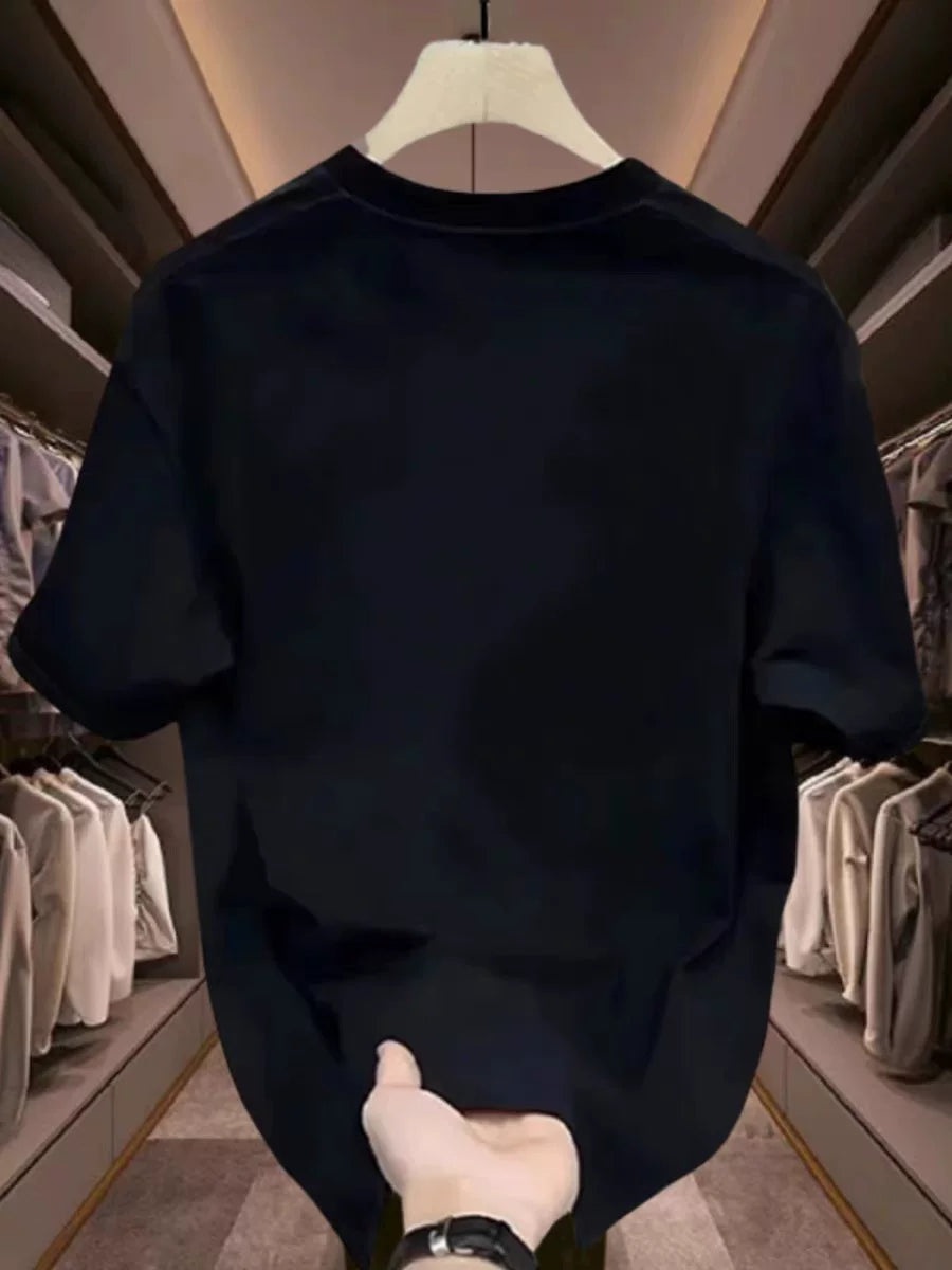 Foreign trade clearance~Cutting labels, tail goods, counter, picking up leaks, heavy-duty trendy brands, heavy-duty pure cotton short sleeved T-shirts, men's and women's loose large sizes