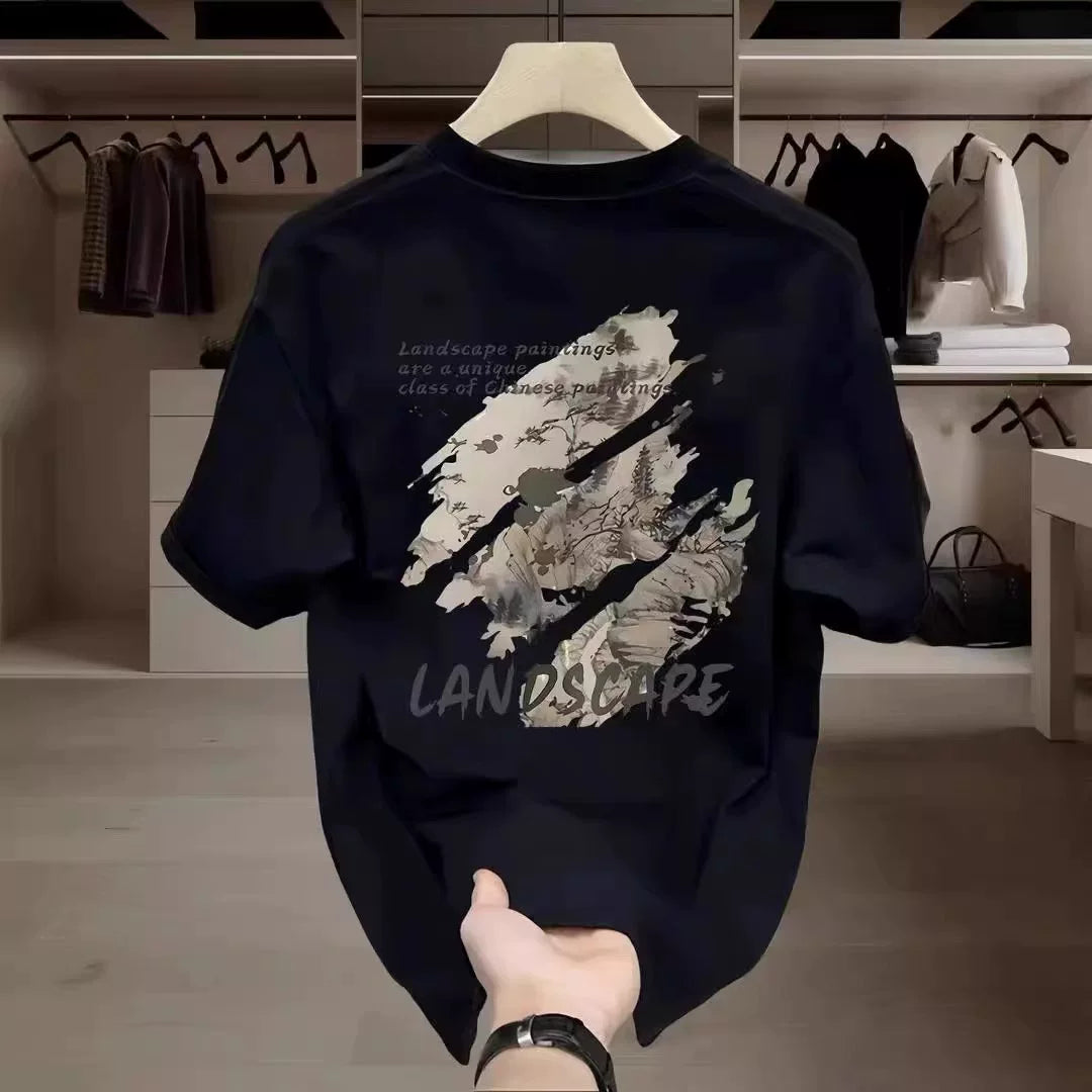 Withdrawal of foreign trade exports, clearance of leftover goods, and collection of leaks~Simple trendy brand printed pure cotton short sleeved t-shirt for men and women loose large size