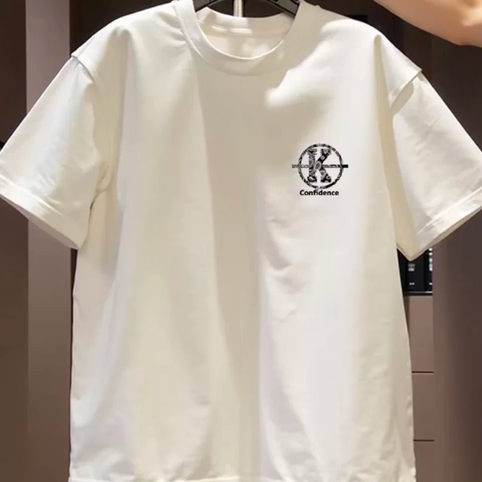 Top brand foreign trade counters are picking up leftover goods~High quality light luxury heavy weight pure cotton short sleeved T-shirt for both men and women, American style trendy