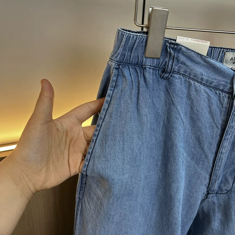 Bullshit! Small niche high-end! Spring and summer men's foreign trade breathable, comfortable and cool thin linen pants fashionable jeans